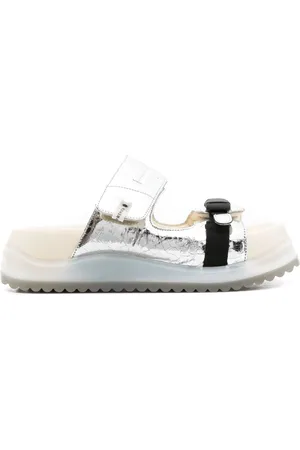 Premiata Metallic-crinkled slides