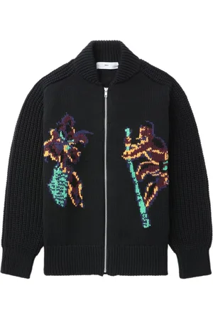 TOGA PULLA Intarsia-knit zip-up cardigan
