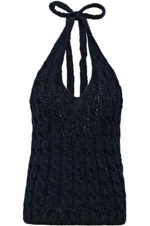 Prada Cable-knit halterneck wool top