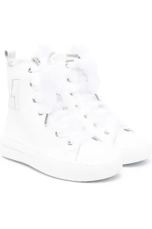 MONNALISA Logo-patch leather sneakers