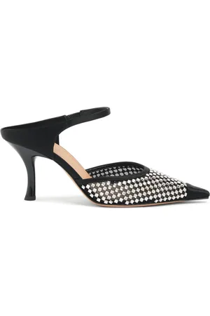 MALONE SOULIERS Vega crystal-embellished satin mules