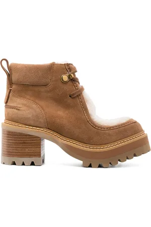 See by Chloé 70mm shearling suede ankle boots