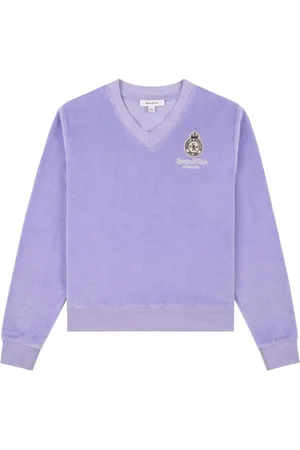 Sporty & Rich Crown logo-patch velvet T-shirt