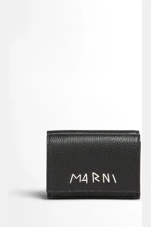 Marni Logo-embroidered tri-fold leather wallet