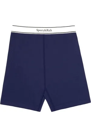 Sporty & Rich Serif logo-waistband shorts