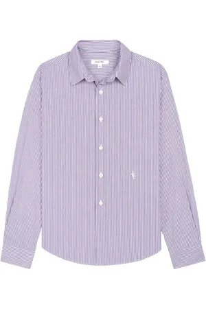 Sporty & Rich Logo-embroidered striped cotton shirt