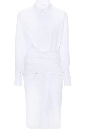 Patrizia Pepe Draped cotton shirt midi dress