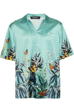 Nahmias Botanical camp-collar satin shirt