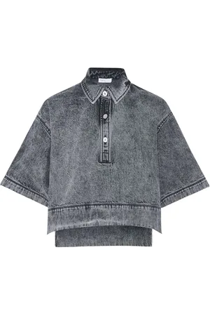 ROSETTA GETTY Cropped denim polo top