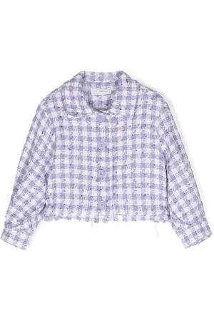 MONNALISA Gingham-check tweed jacket