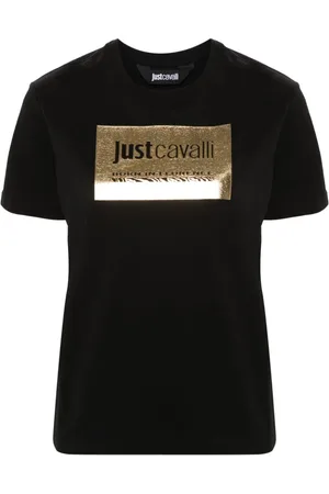 Roberto Cavalli Metallic-logo cotton T-shirt