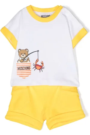Moschino Kids Teddy Bear logo-print shorts - Yellow