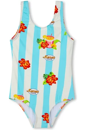 Kenzo Floral-motif striped swimsuit
