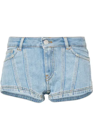 MUGLER Low-rise denim mini shorts