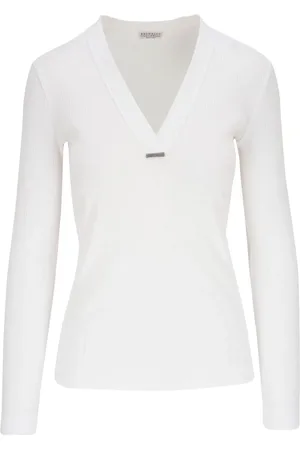 Brunello Cucinelli V-neck cotton knitted top