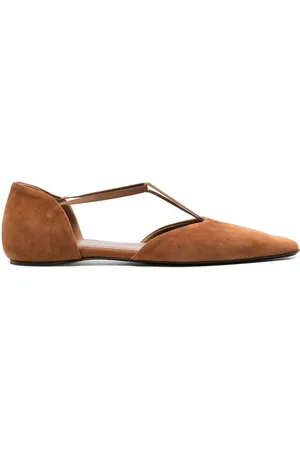 Totême The T-Strap suede ballerina shoes