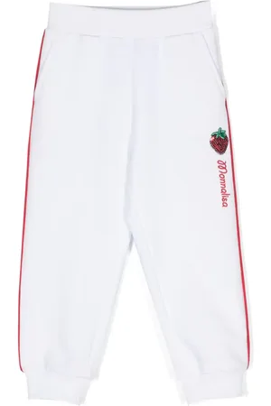 MONNALISA Sequinned-strawberry track pants