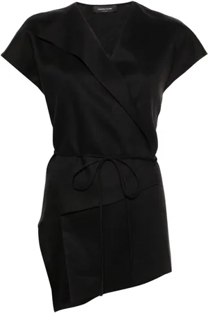 Fabiana Filippi Asymmetric linen wrap top
