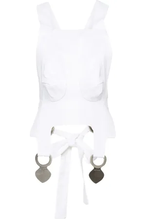 Sinéad O’Dwyer Square-neck cotton crop top