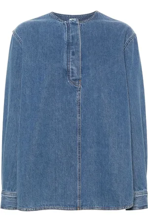 Totême Collarless denim shirt
