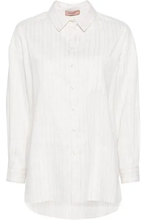 Twin-Set Metallic-threading striped shirt