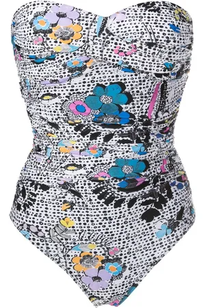 AMIR SLAMA Graphic-print strapless swimsuit