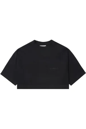 VTMNTS Logo-embroidered cropped T-shirt