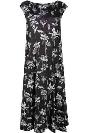 Lygia & Nanny Tie botanical-print midi dress