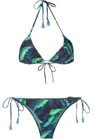 Lygia & Nanny Maya leaf-print triangle bikini