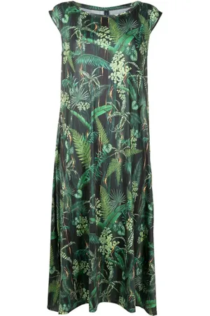 Lygia & Nanny Tie leaf-print midi dress