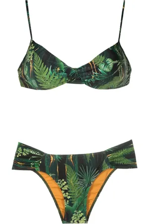 Lygia & Nanny Vit??ria twisted leaf-print bikini