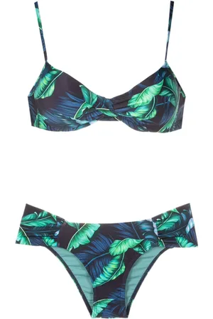 Lygia & Nanny Vit??ria twisted leaf-print bikini