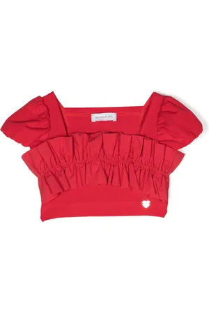 MONNALISA Ruffle-trimmed crop top