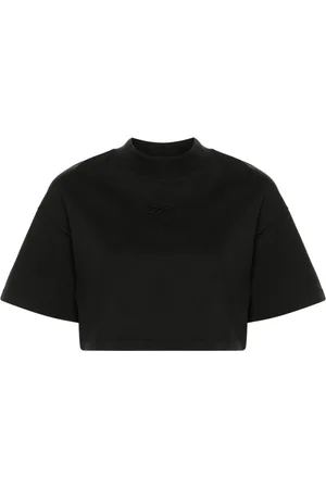 Reebok Faded-effect cotton cropped T-shirt