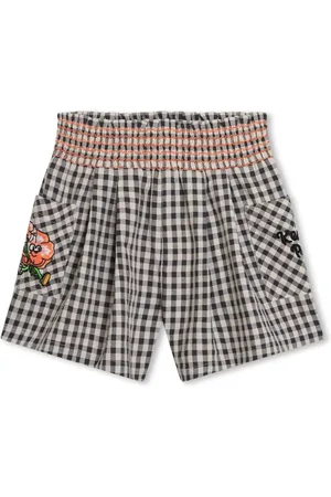 Kenzo Check-pattern embroidered shorts