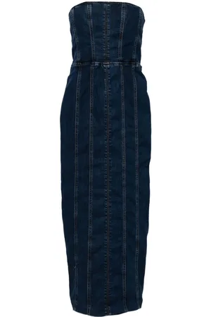 Reformation Anais strapless denim midi dress