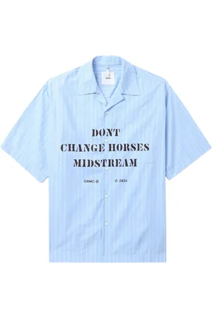 OAMC Striped slogan-print shirt