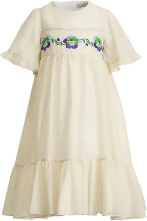 Etro Floral-embroidered cotton-silk dress