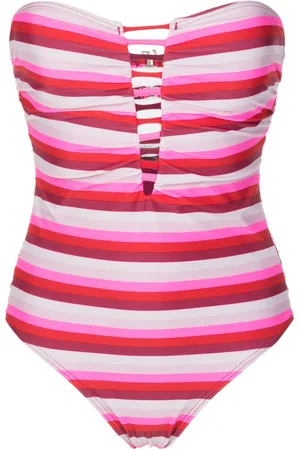 AMIR SLAMA Striped cut-out strapless swimsuit