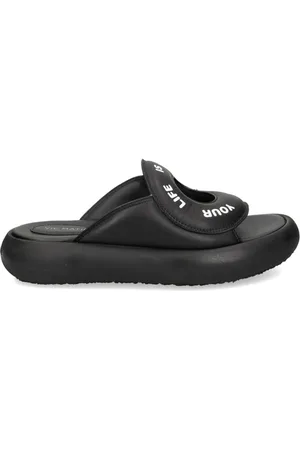 vic matiè Slogan-print leather slides