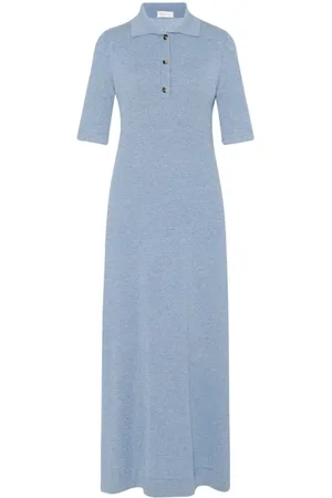 ROSETTA GETTY Wool-cashmere polo midi dress