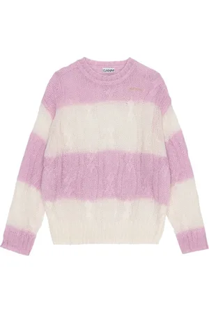 Ganni Striped cable-knit jumper