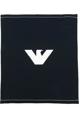 Emporio Armani Logo-intarsia cotton blanket