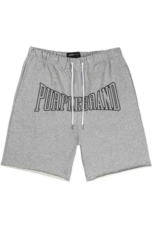 Purple Brand Logo-print raw-hem cotton shorts