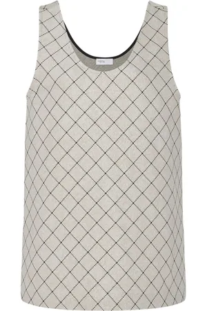 ROSETTA GETTY Windowpane-print vest top