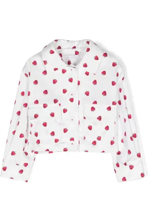 MONNALISA Fruit-print cotton shirt jacket