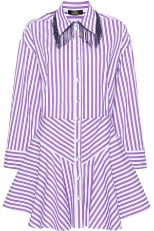 Twin-Set Fringed striped shirtdress