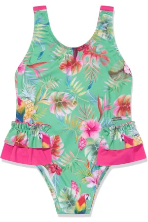 PATACHOU Tropical-print ruffled swimsuit