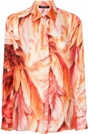 Roberto Cavalli Plumage-print silk shirt