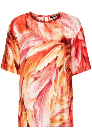 Roberto Cavalli Plumage-print silk T-shirt